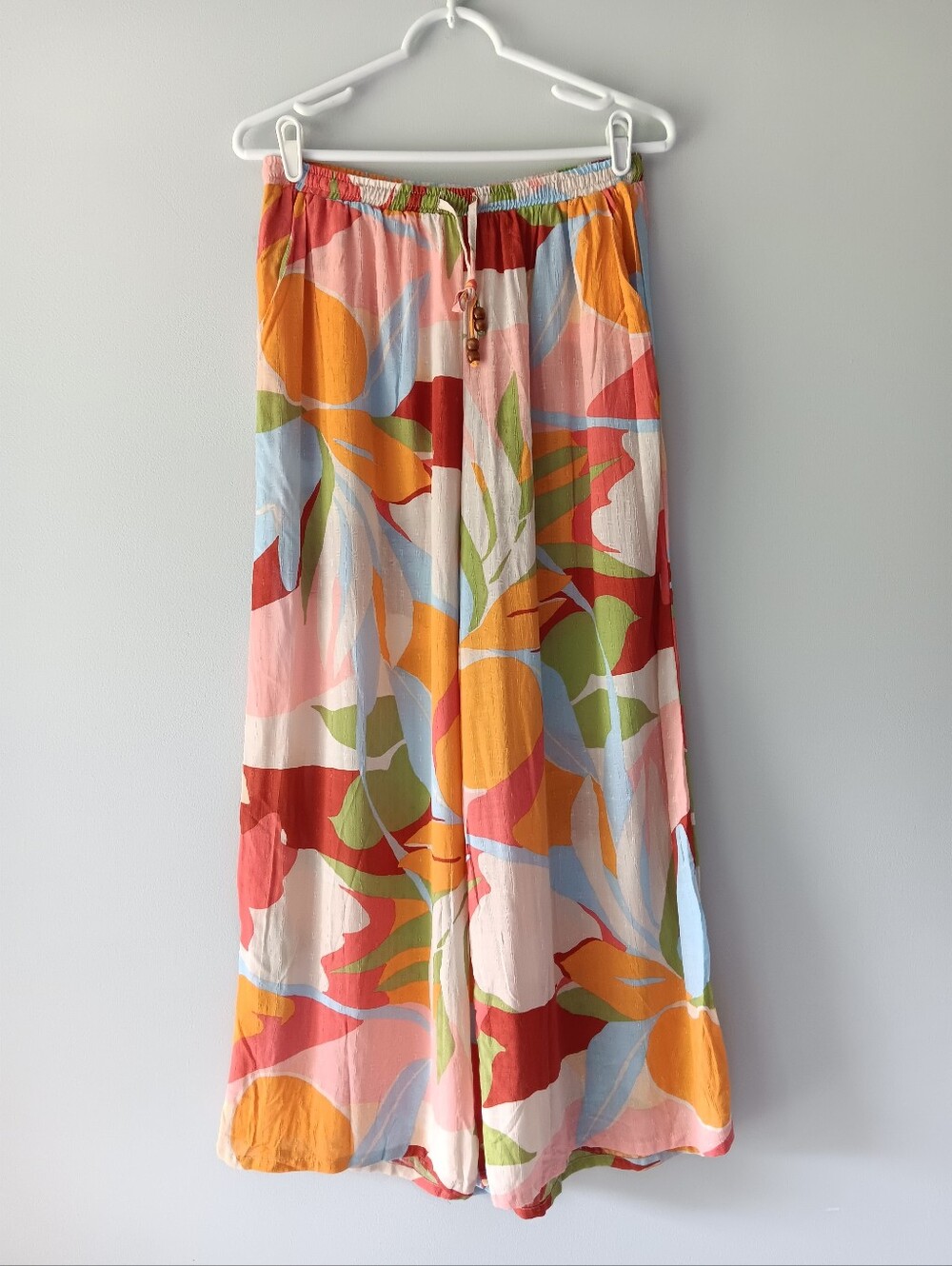 Christian Siriano NY Wide-Leg Pants Large Floral Pattern Orange Green Pink Small - Picture 5 of 16